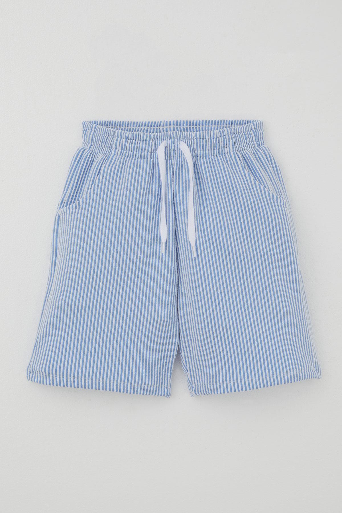 Breeze Erkek Çocuk Şortlu Takım Sıfır Kollu Yazı Baskılı Bağcık Aksesuarlı Beyaz (8-14 Yaş)