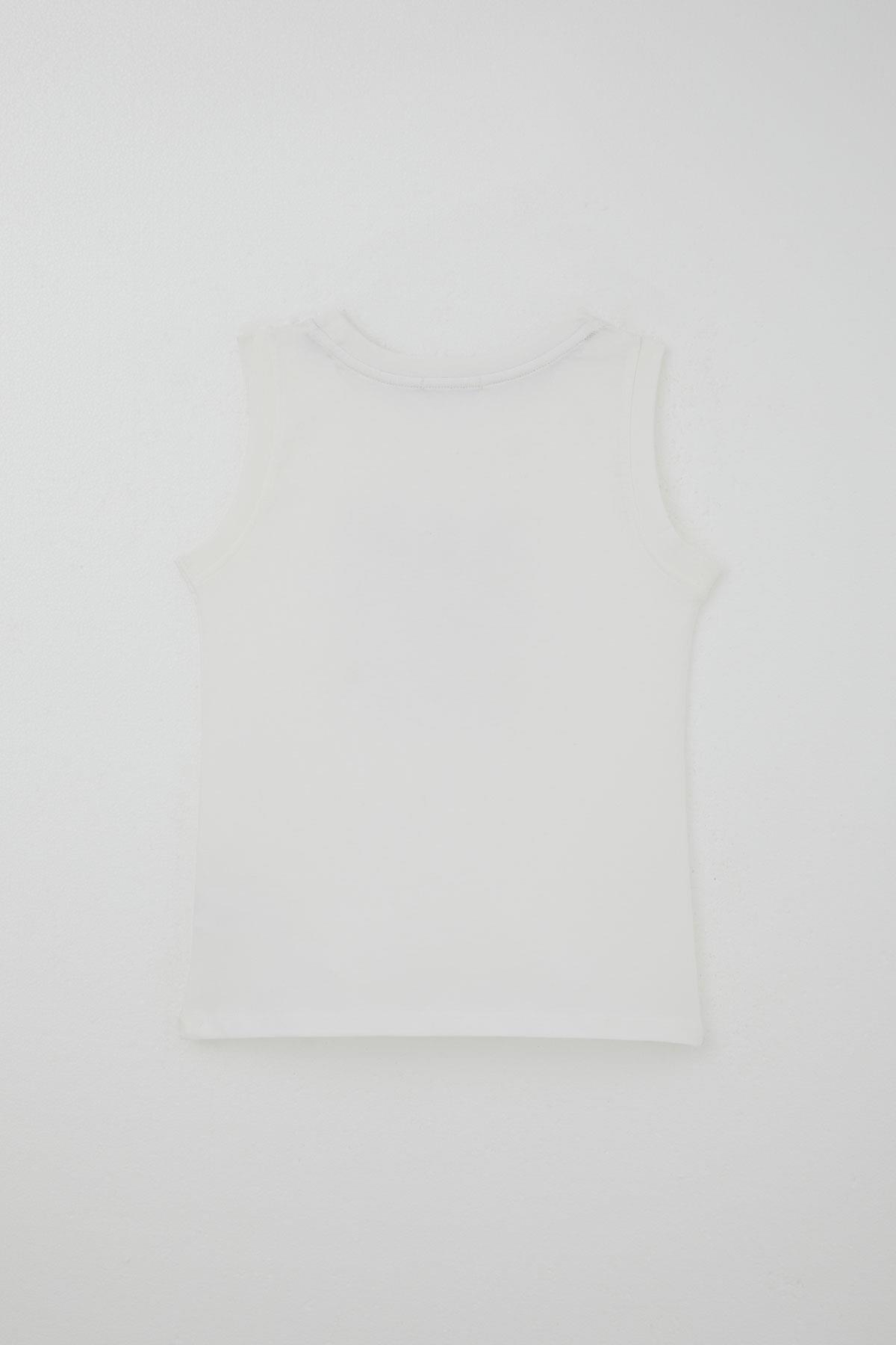 Breeze Erkek Çocuk Şortlu Takım Sıfır Kollu Yazı Baskılı Bağcık Aksesuarlı Beyaz (8-14 Yaş)