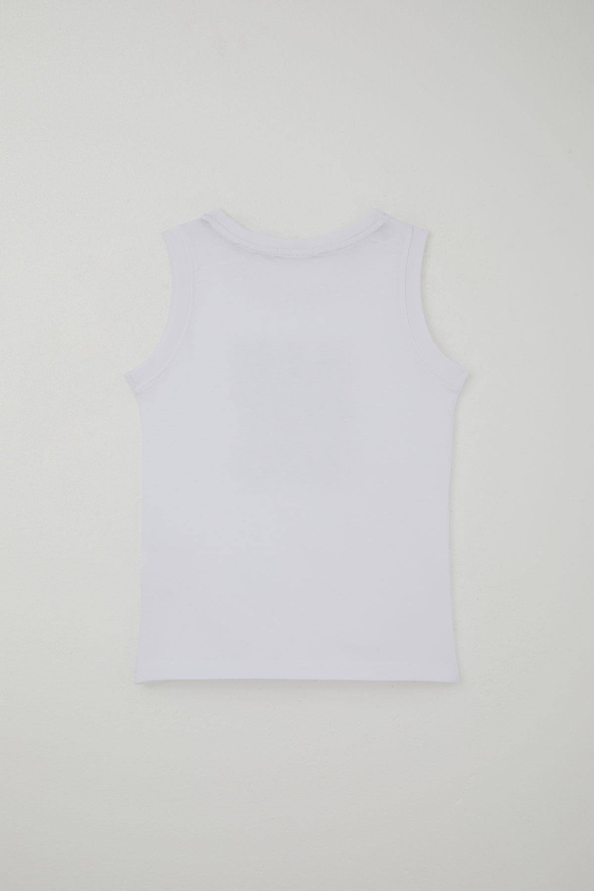 Breeze Erkek Çocuk Şortlu Takım Sıfır Kollu Yazı Baskılı Bağcık Aksesuarlı Beyaz (8-14 Yaş)