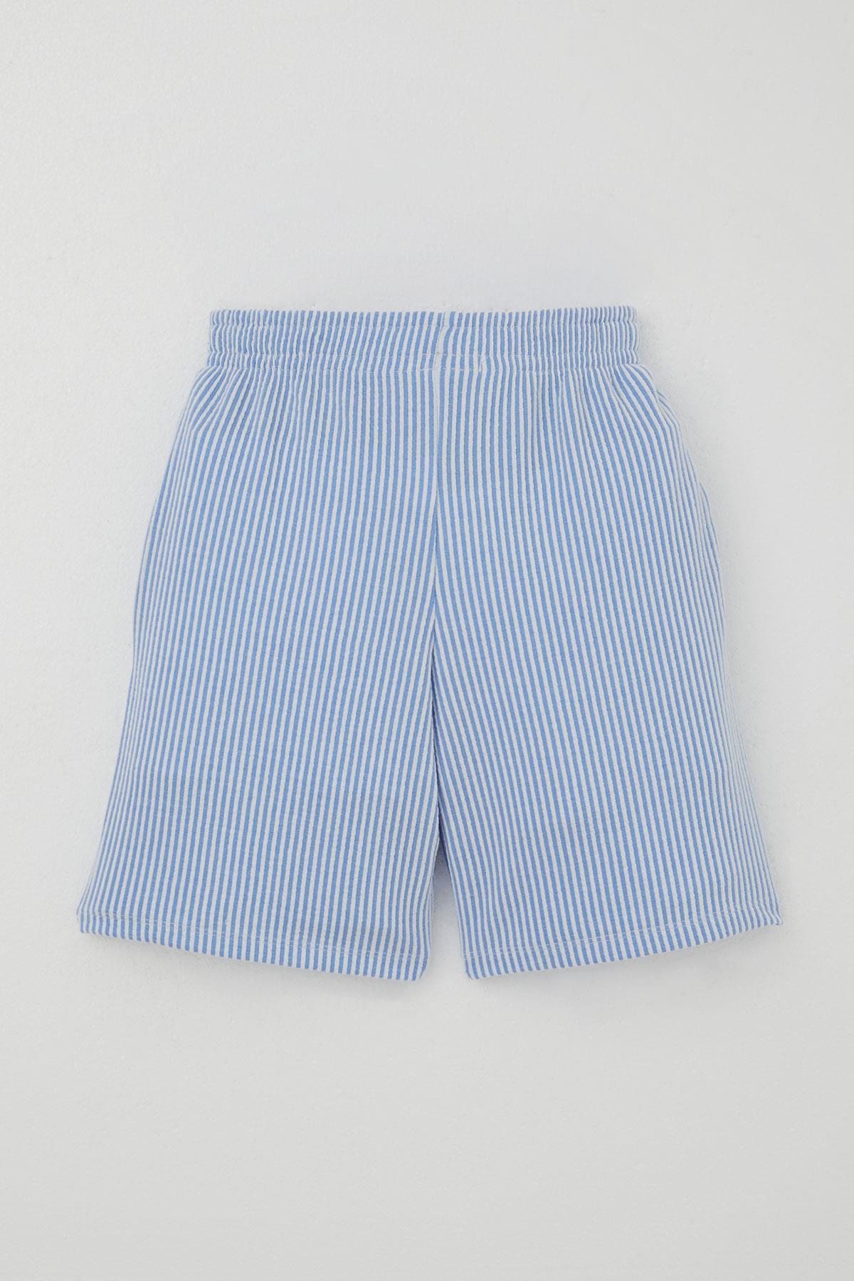 Breeze Erkek Çocuk Şortlu Takım Sıfır Kollu Yazı Baskılı Bağcık Aksesuarlı Beyaz (8-14 Yaş)