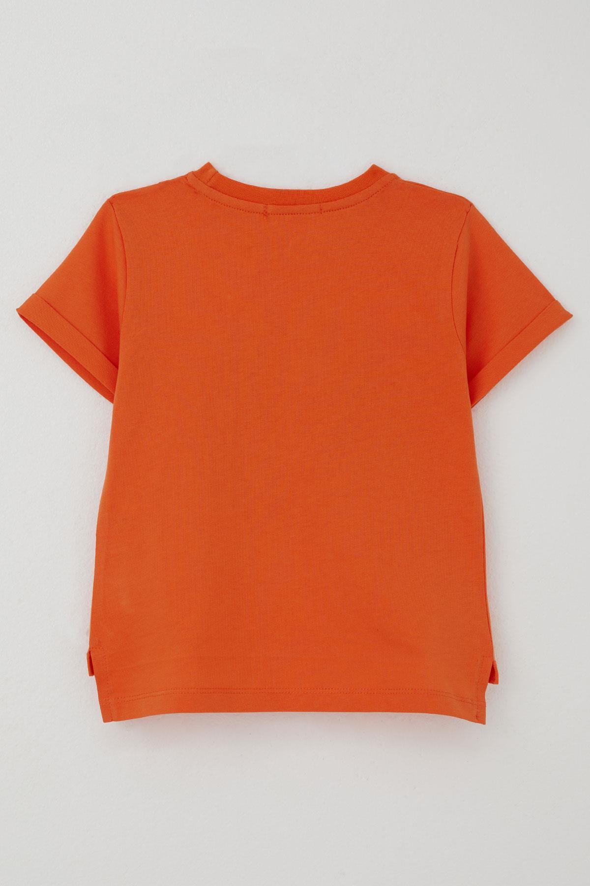 Breeze Erkek Çocuk Tişört Lig Yıldızı Dinozor Baskılı Turuncu (2-6 Yaş)