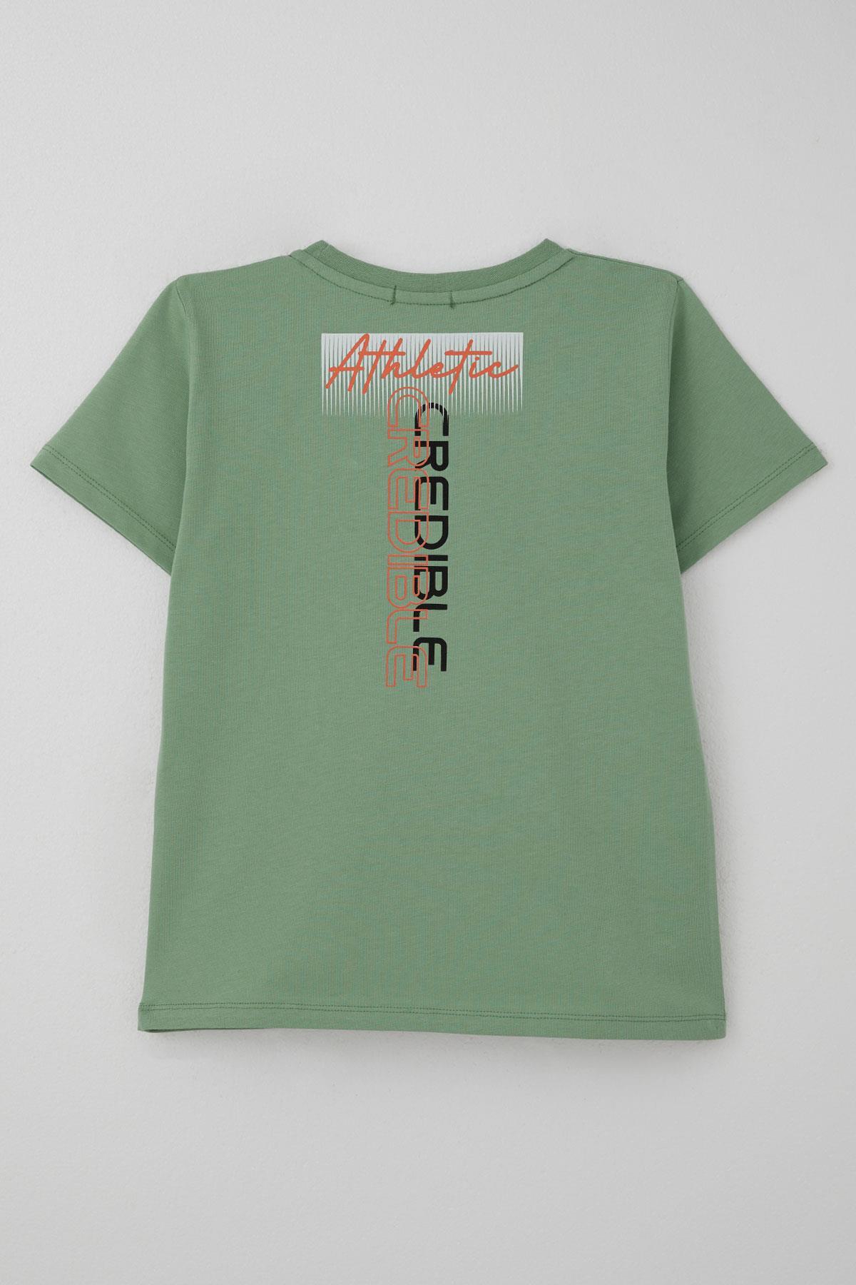 Breeze Erkek Çocuk Tişört Yazı Baskılı Sırt Kısmı Baskı Detaylı Mint Yeşili (10-16 Yaş)