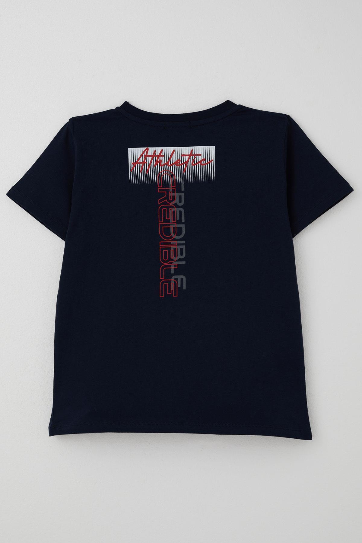 Breeze Erkek Çocuk Tişört Yazı Baskılı Sırt Kısmı Baskı Detaylı Lacivert (10-16 Yaş)