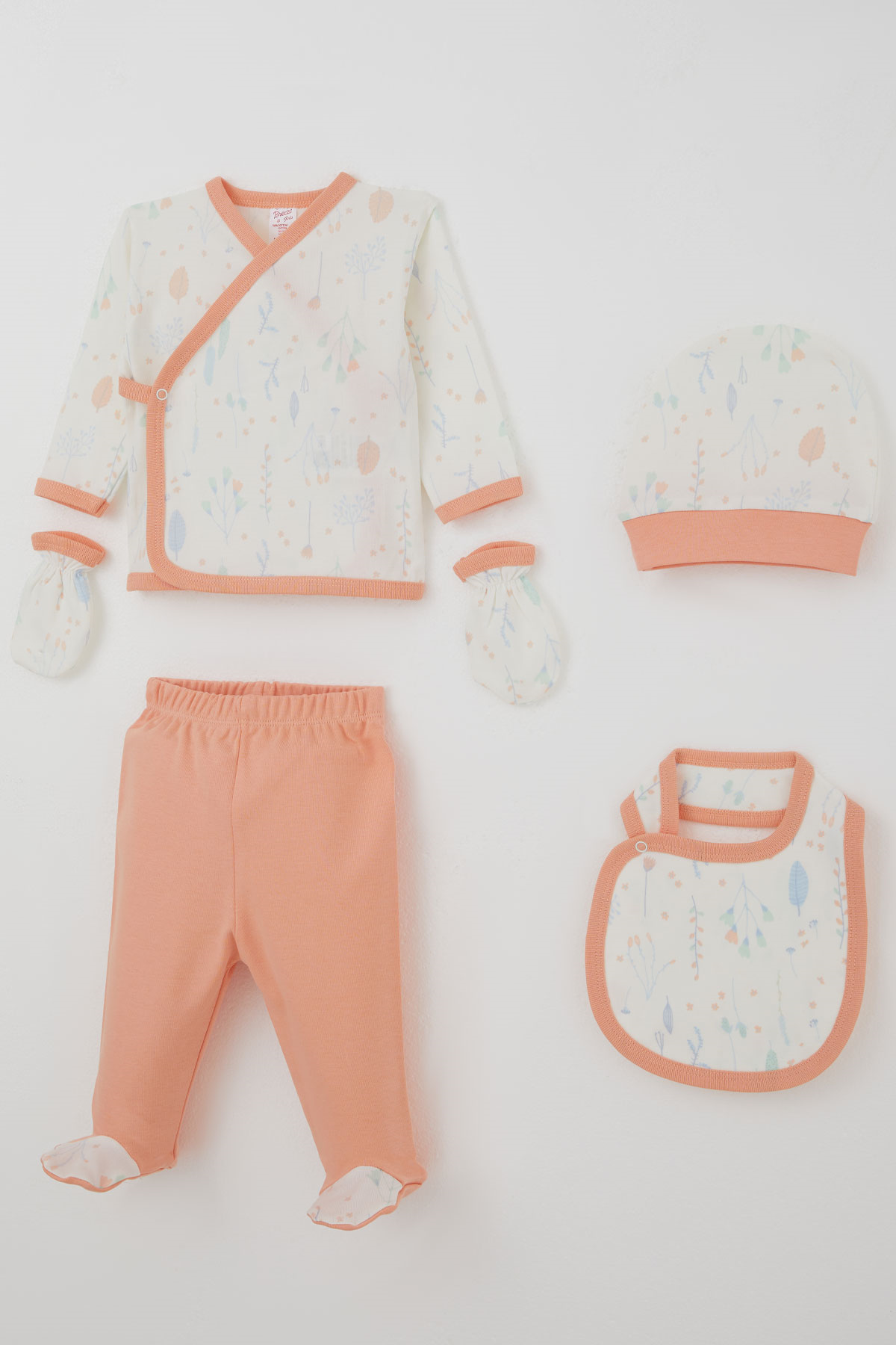 Breeze Kız Bebek Hastane Çıkışı 5 li Bahar Temalı Çiçek Desenli Ekru (0-3 Ay)