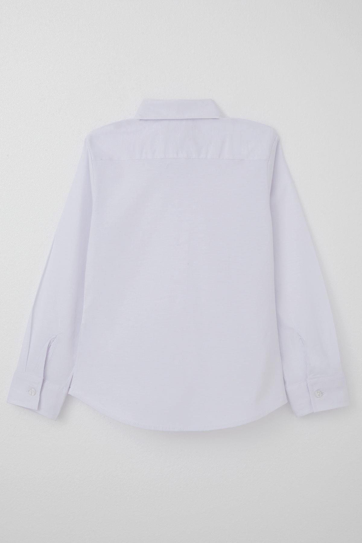 Breeze Kız Çocuk Gömlek Belden Oturtma Düğmeli Arma Detaylı Beyaz (8-12 Yaş)