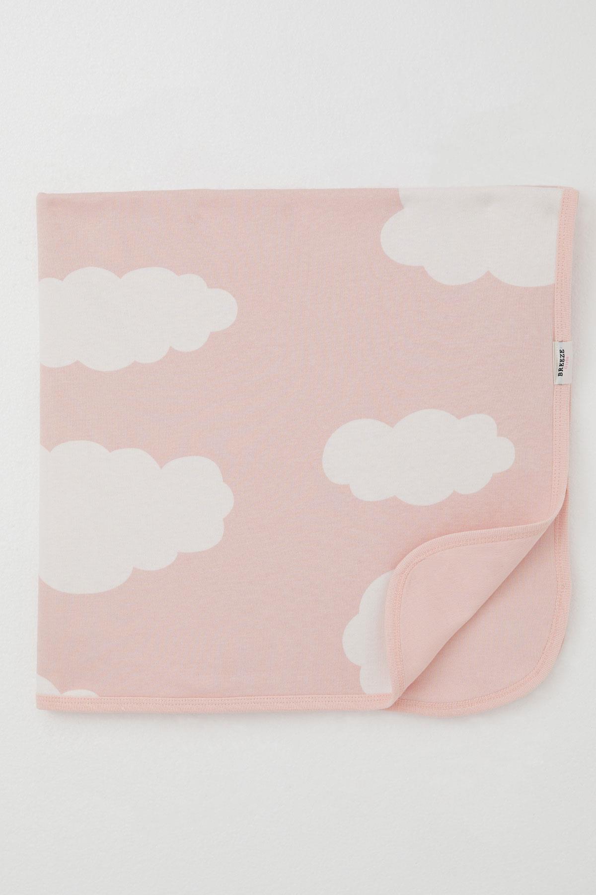 Breeze  Yenidoğan Bebek Battaniyesi Bulut Desenli Pembe (Standart)