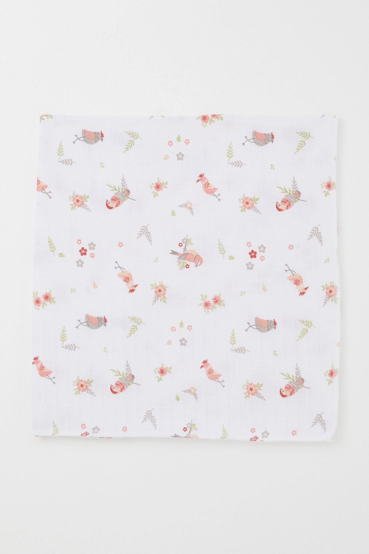 Breeze Yenidoğan Bebek Müslin Battaniye Çiçek & Kuş Desenli Ekru (Standart)