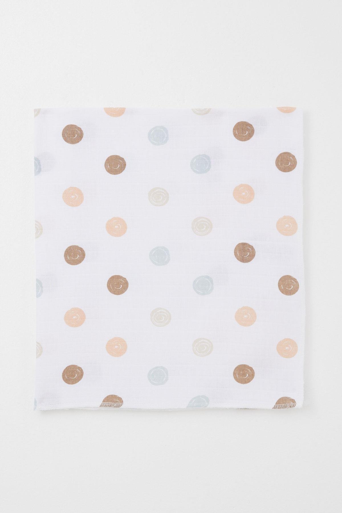 Breeze Yenidoğan Bebek Müslin Battaniye Renkli Puan Desenli Ekru (Standart)