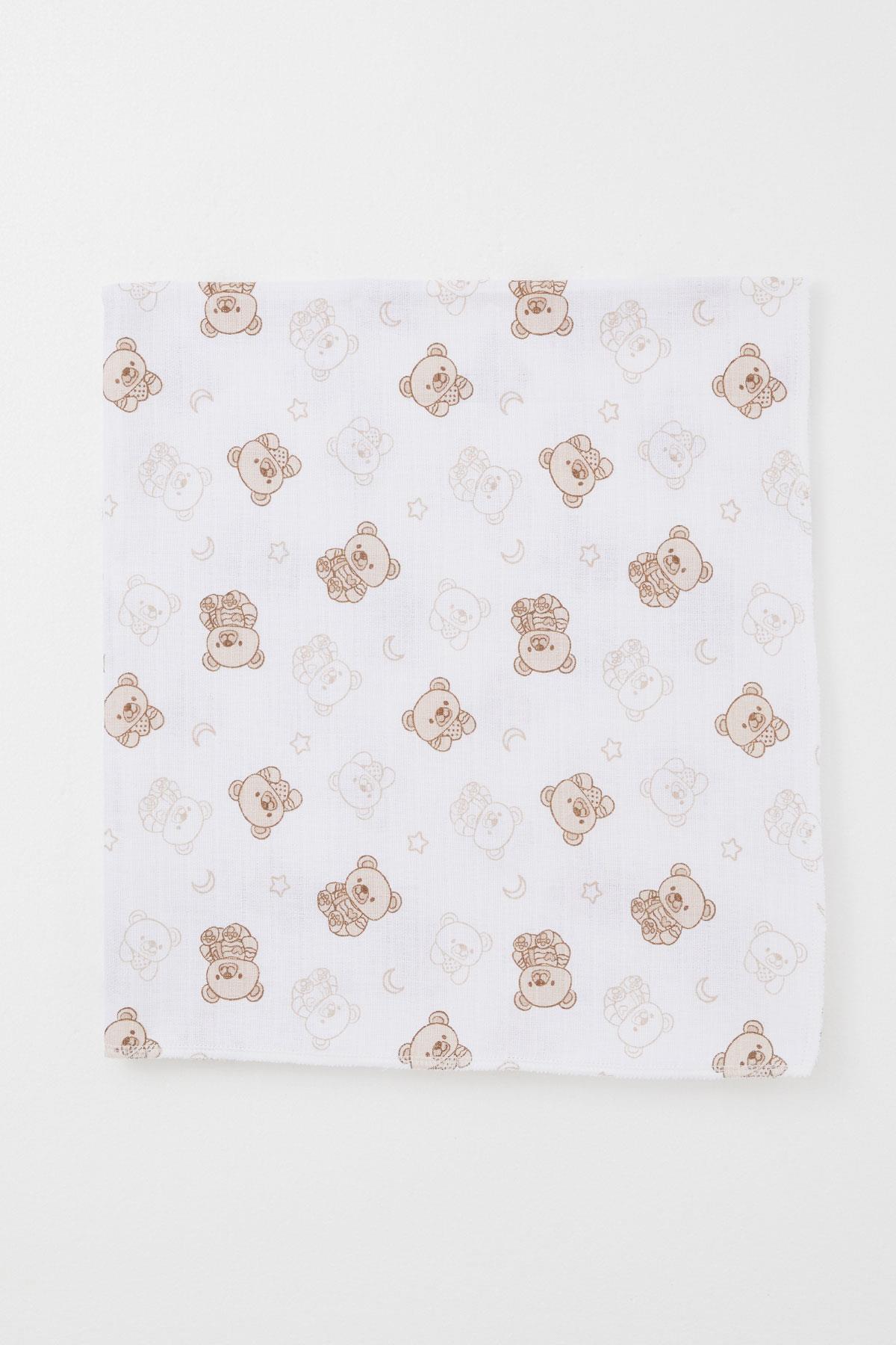 Breeze  Yenidoğan Bebek Müslin Battaniye Sevimli Bebek Ayıcık Desenli Ekru (Standart)