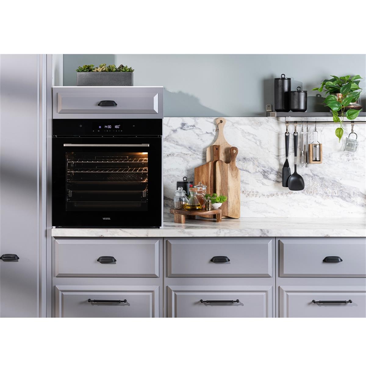 VestelAnkastre FırınlarVestel BO-8786 B Multifonksiyon Turbo Fan Siyah Cam kastre Fırın