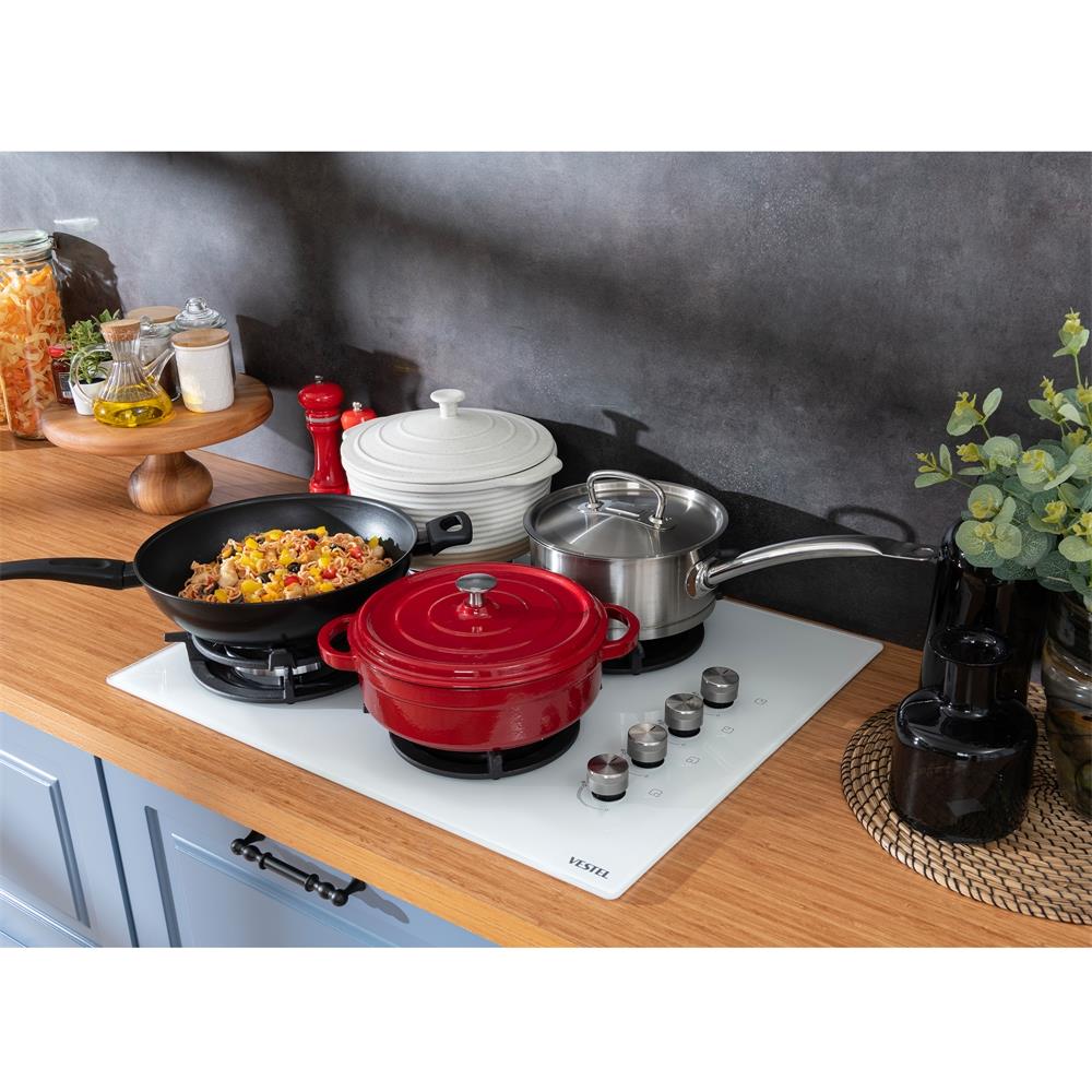 VestelAnkastre OcaklarVestel AOW - 6104W 60 cm 4 Gözü Gazlı Ankastre Ocak