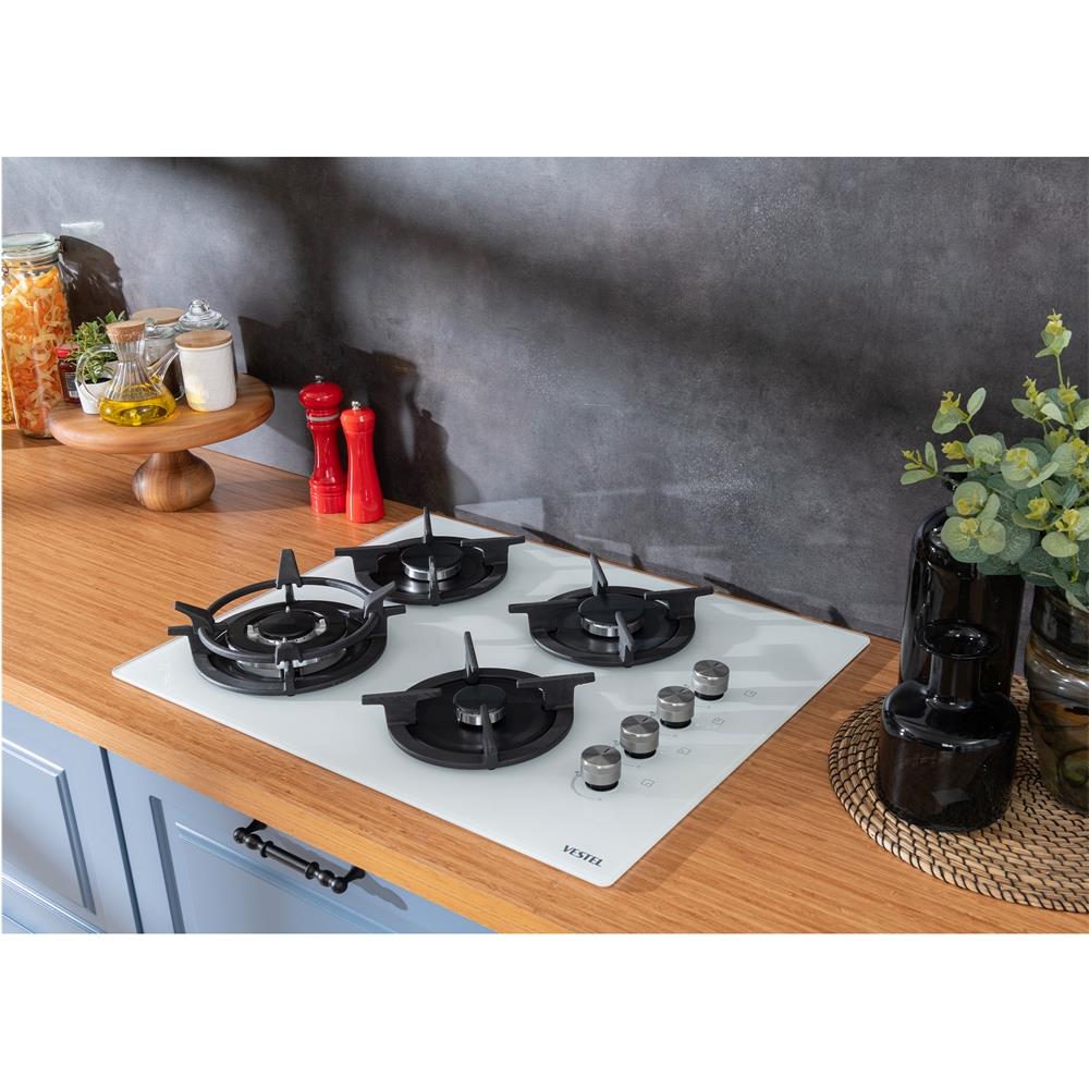 VestelAnkastre OcaklarVestel AOW - 6104W 60 cm 4 Gözü Gazlı Ankastre Ocak