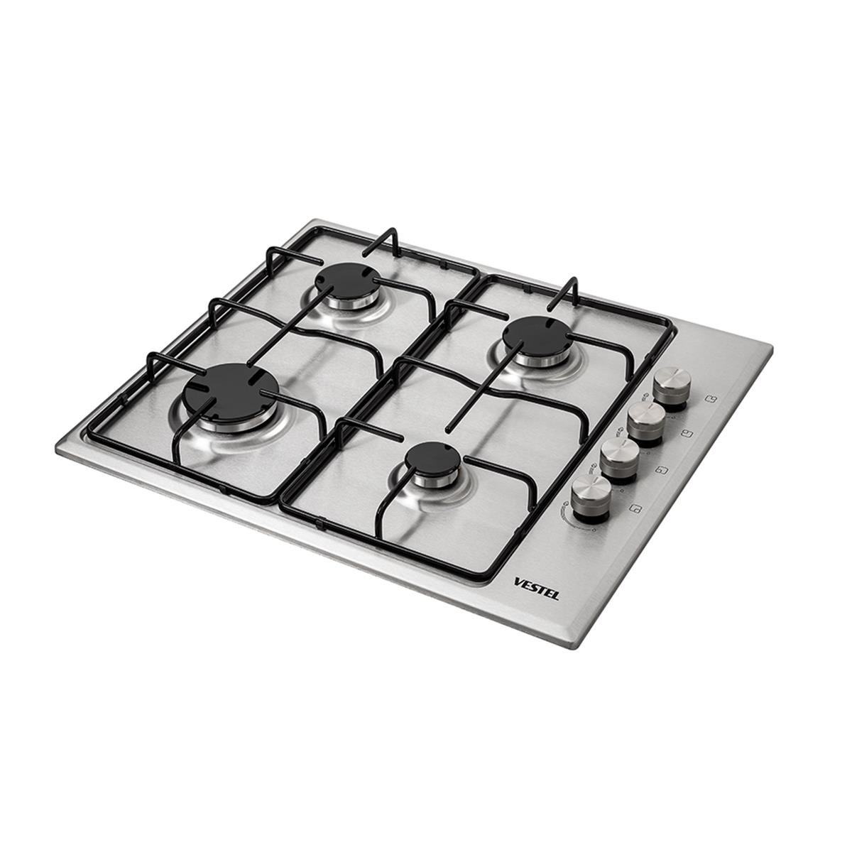 VestelAnkastre OcaklarVestel AOX - 6004 4Göz Gaz Yandan Otomatik Ateşlemeli İnox Ankastre Ocak