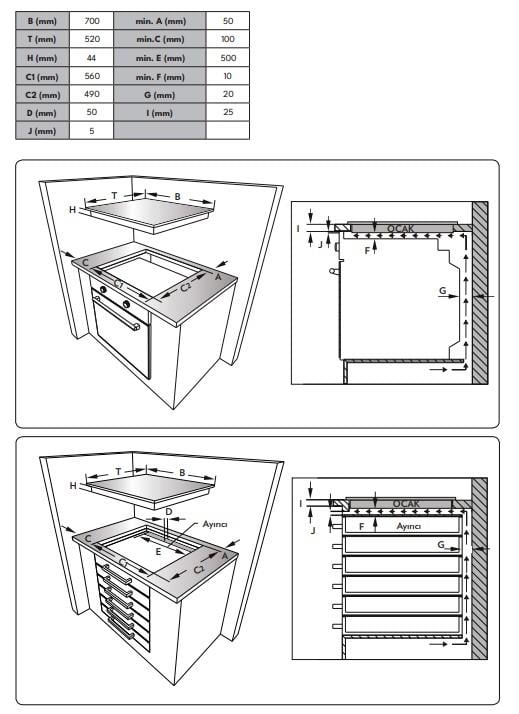 VestelAnkastre OcaklarVestel BH - 7115 BW 70 cm 5 Gözlü Ankastre Ocak