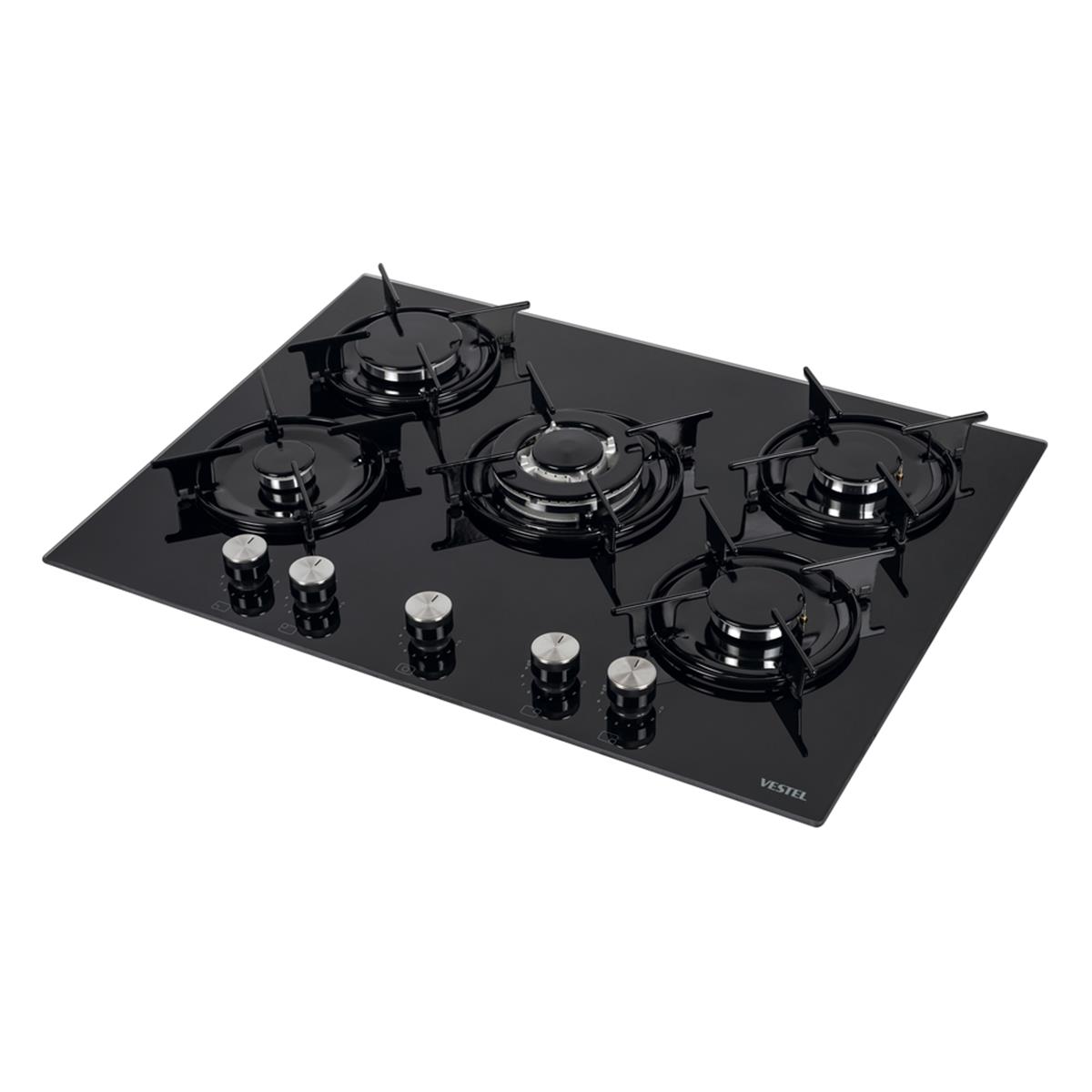 VestelAnkastre OcaklarVestel BH - 7115 BW 5 Göz Gaz Önden Kontrol Siyah Cam Tablalı Çerçeveli Ocak