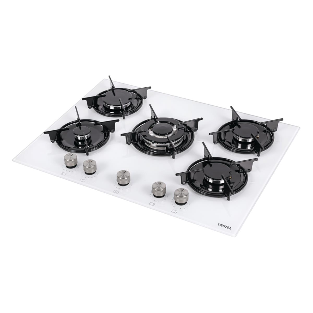 VestelAnkastre OcaklarVestel BH - 7115 WW 5 Göz Gaz Önden Kontrol Beyaz Cam Tablalı Çerçeveli Ocak