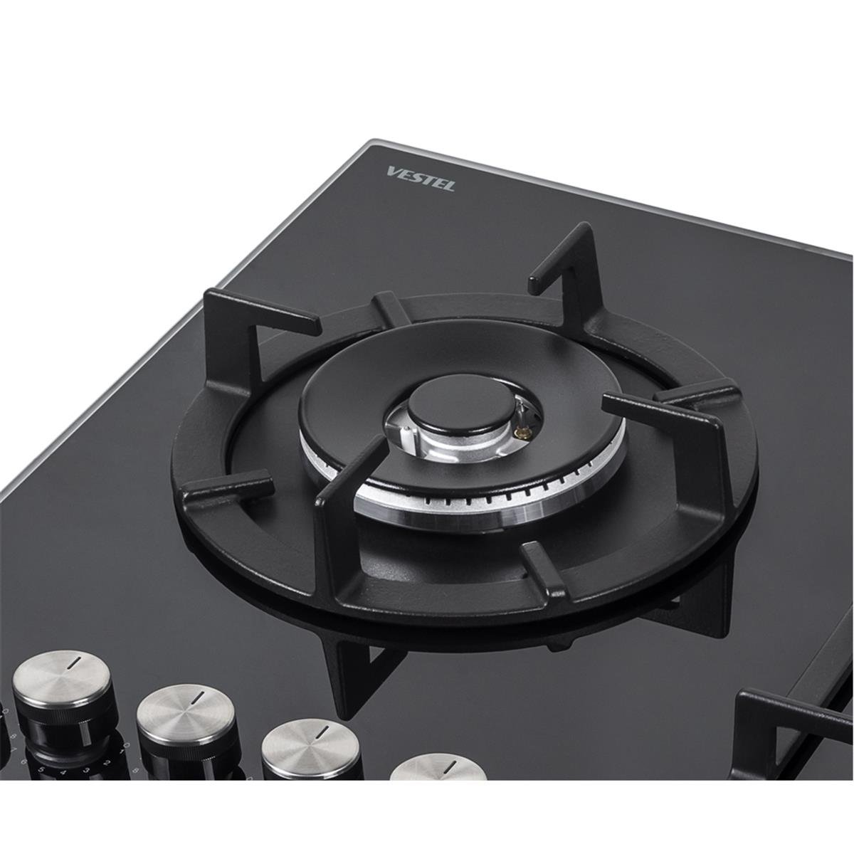 VestelAnkastre OcaklarVestel BH - 9115 BW 4 Göz Gaz Önden Kontrol Siyah Cam Tablalı Çerçeveli Ocak