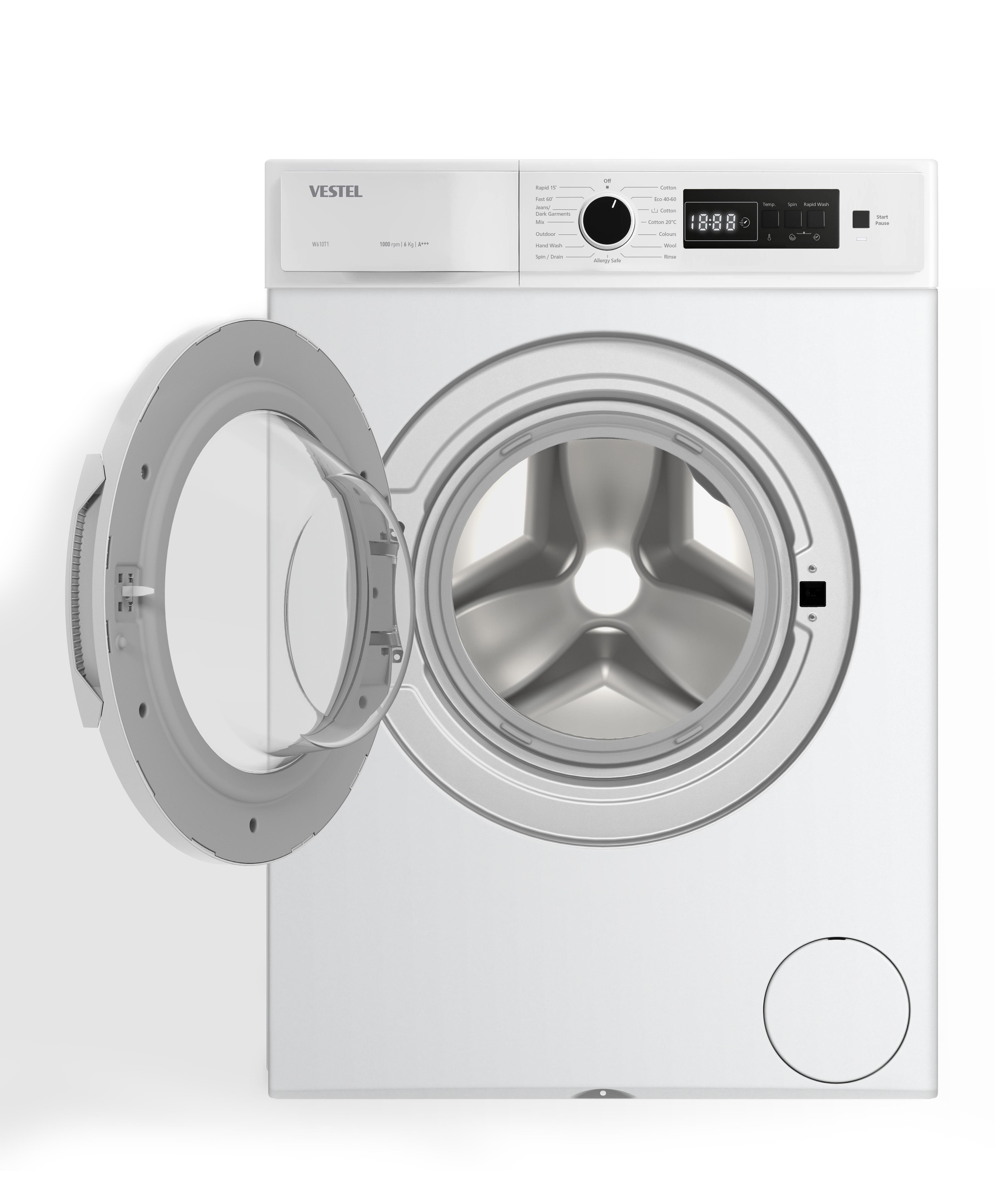 VestelÇamaşır MakineleriVestel W 610T1 6Kg Çamaşır Makinesi Beyaz A+++