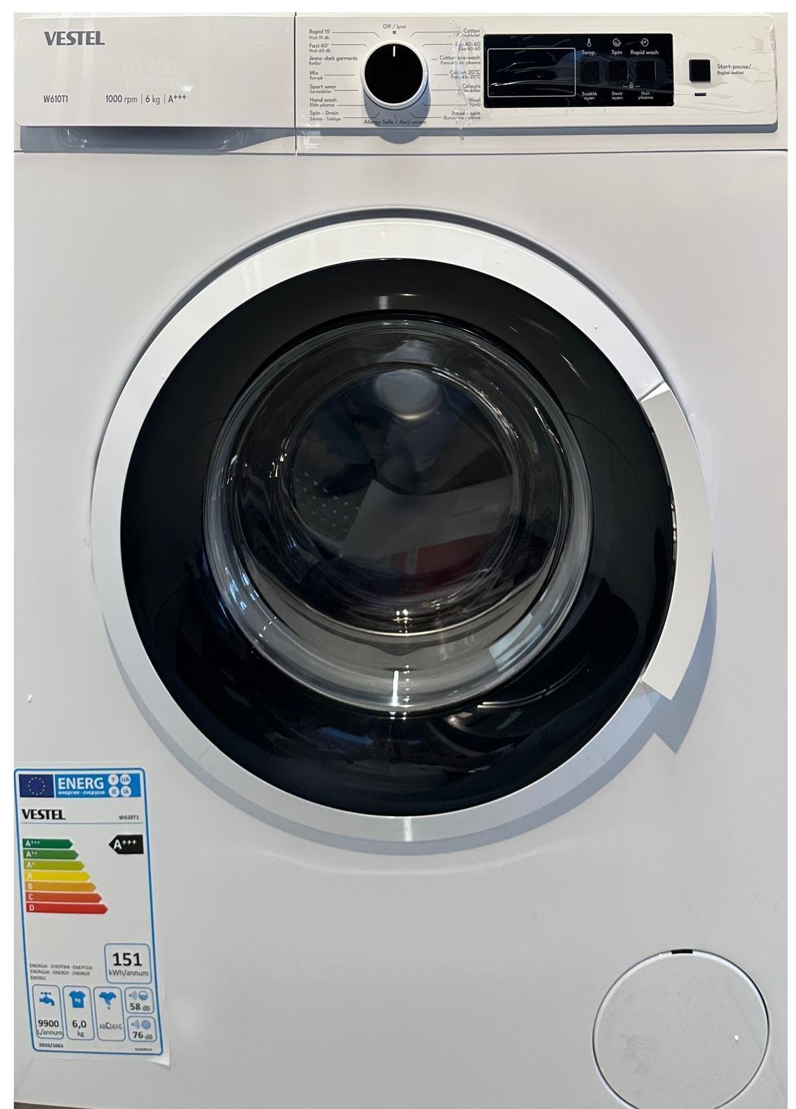 VestelÇamaşır MakineleriVestel W 610T1 6Kg Çamaşır Makinesi Beyaz A+++
