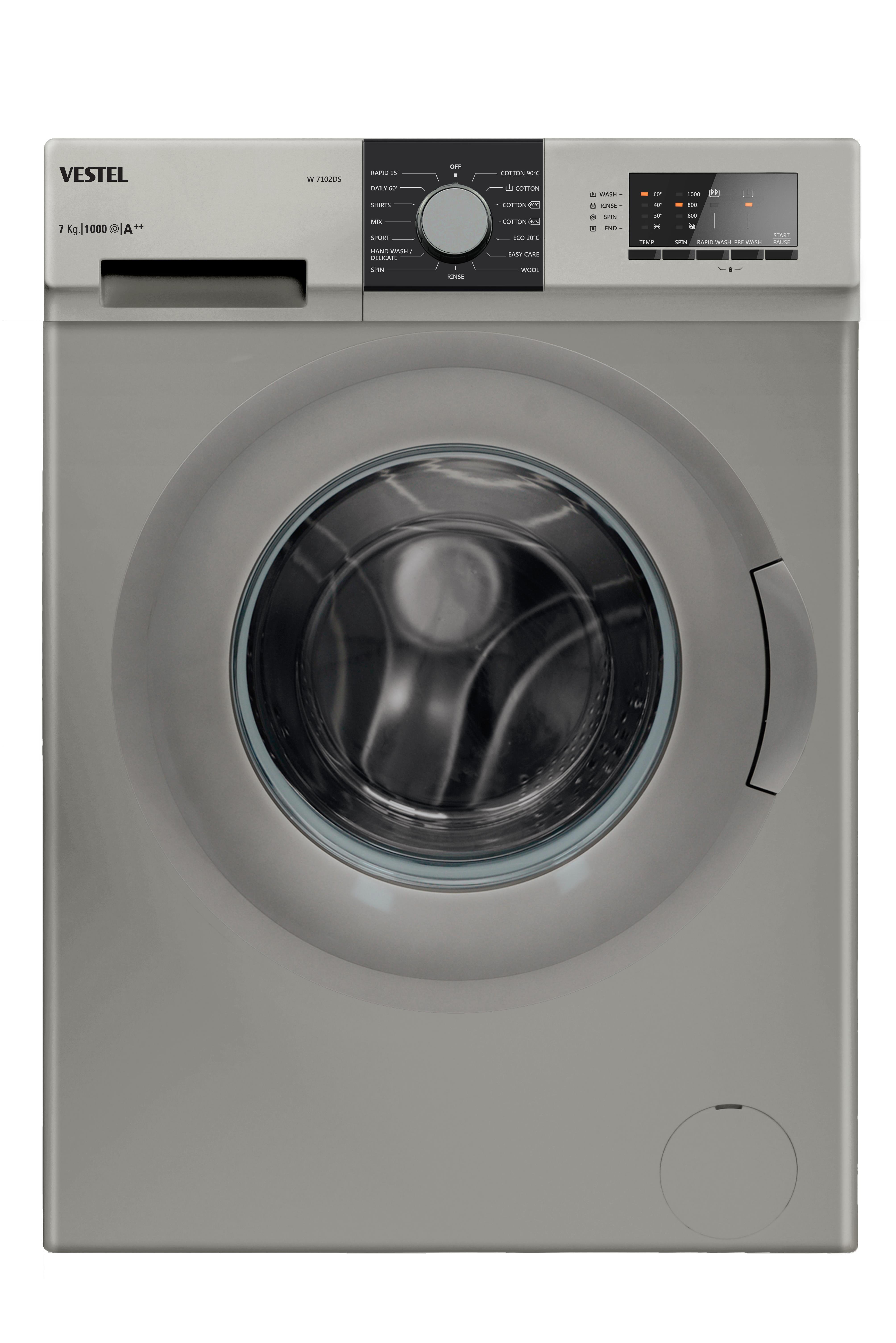 VestelÇamaşır MakineleriVestel W 7102DS 7Kg Çamaşır Makinesi Silver A++
