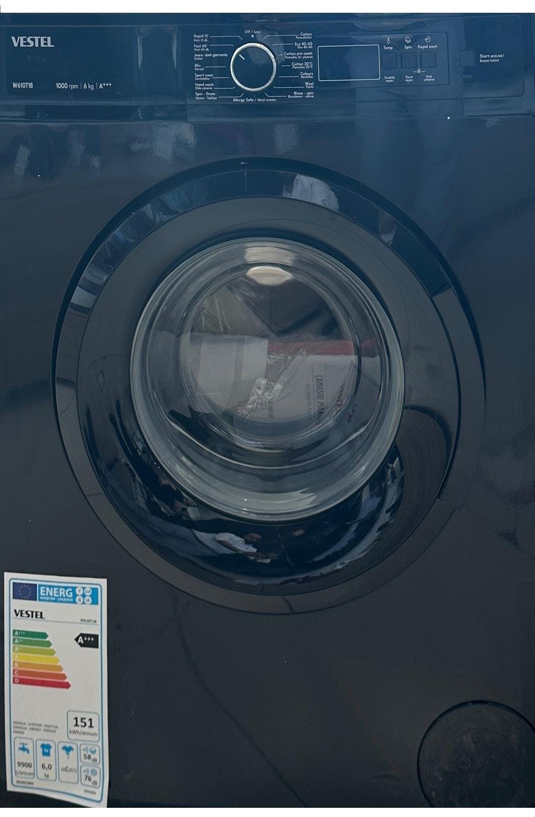 VestelÇamaşır MakineleriVestel W610T1 B 6Kg Çamaşır Makinesi A+++ Siyah