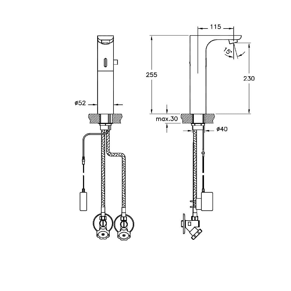 Artema Aquasee Mod Fotoselli Yüksek Lavabo Bataryası (Çift Su Girişli, Elektrikli) A47064ArtemaA47064Lavabo Bataryaları