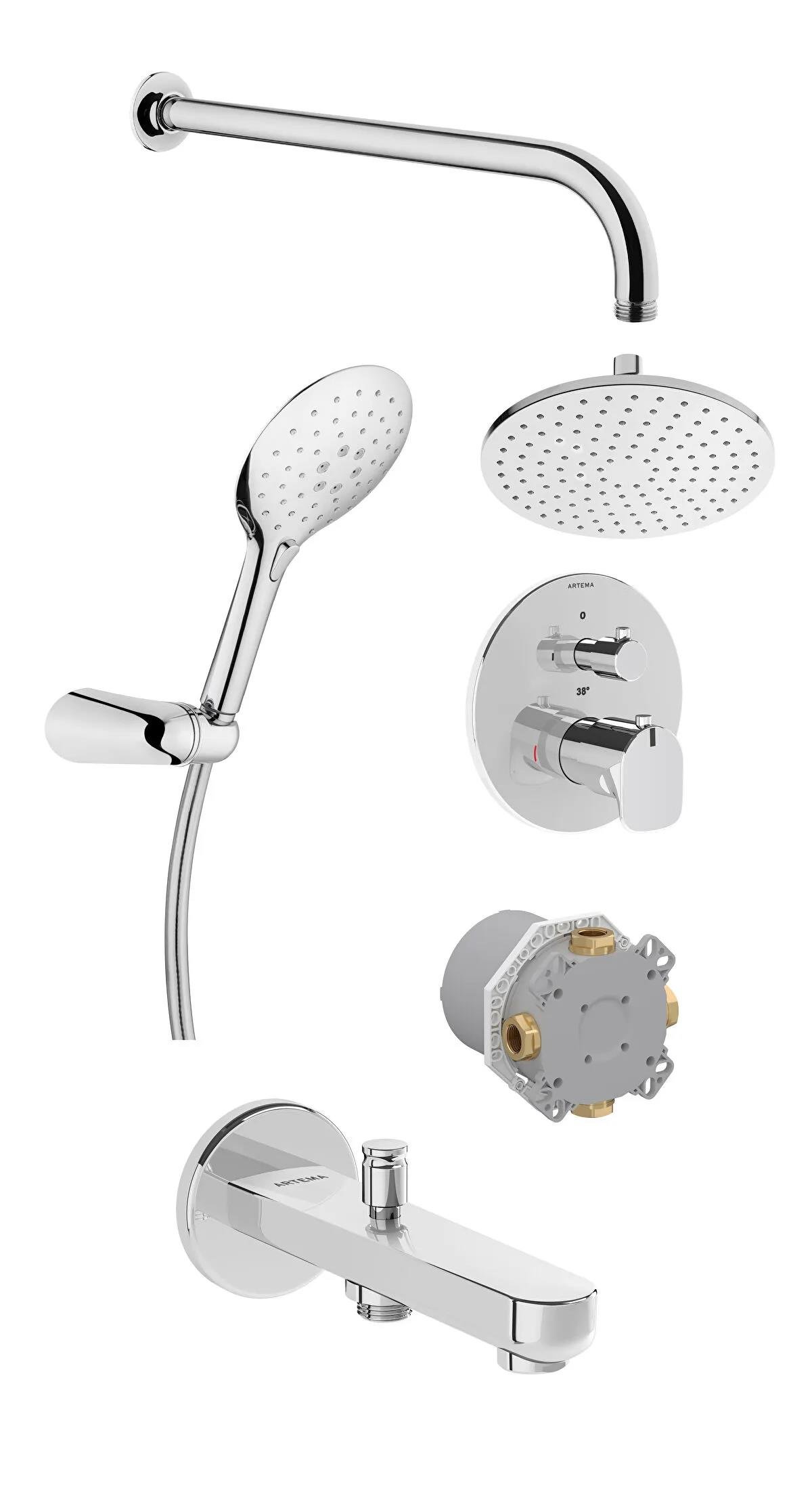 Artema Duş Seti, Root Round, Ankastre, Termostatik, A49279 ArtemaA49279Ankastre Duş Setleri