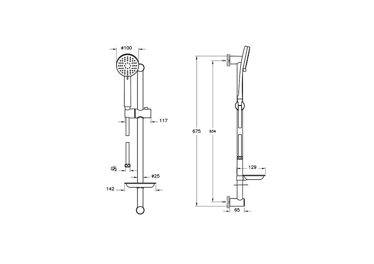 Artema Duş Takımı, Slim 3F, Sürgülü, El, A45678STAArtemaA45678STASürgü El Duşu Takımı