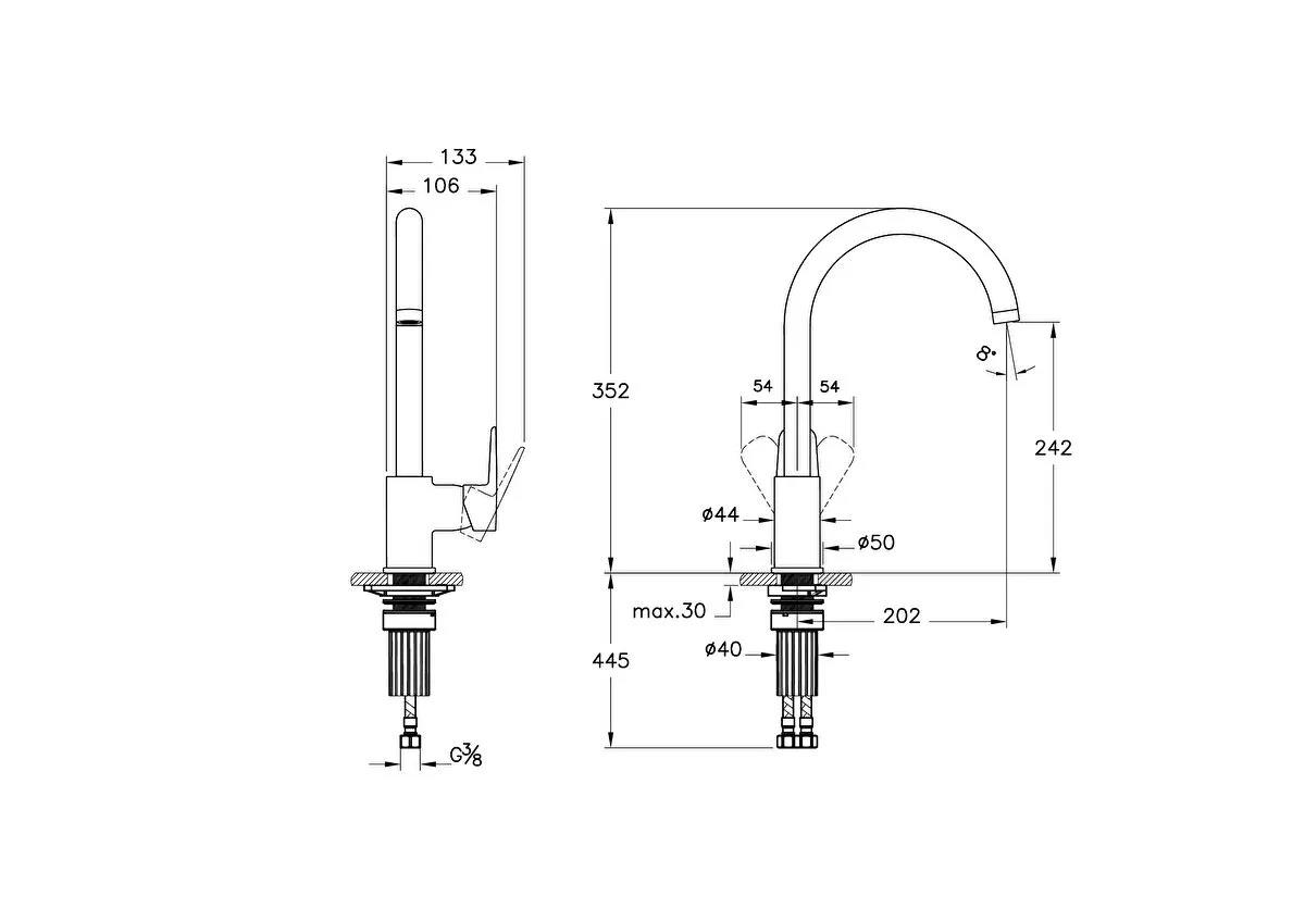 Artema Flow Soft Eviye Bataryası Krom A43419ArtemaA43419Eviye Bataryaları
