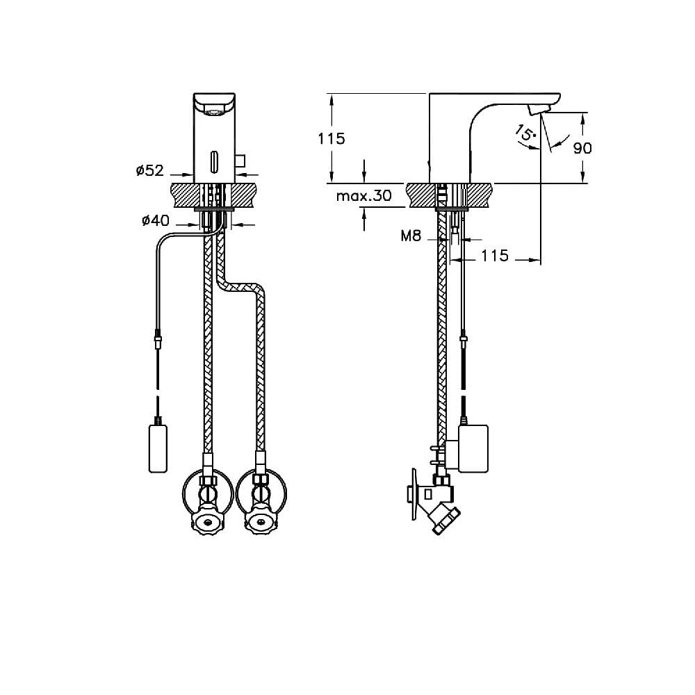 Artema Lavabo Bataryası, Aquasee Mod, Fotoselli (Çift Su Girişli, Elektrikli) A47060ArtemaA47060Fotoselli Lavabo Bataryaları