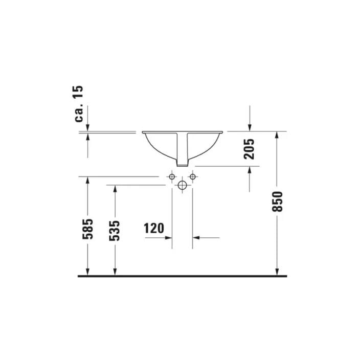 Duravit Lavabo Dune Tezgah Altı 42,5 x 34  cm, Alpin Beyaz, 0481460000Duravit0481460000Tezgah Altı Lavabo
