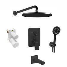 ECA Dalia 3 Yollu Ankastre Banyo Bataryası, Yuvarlak Tepe ve El Duşu, Çıkış Ucu Seti, Mat Siyah, 102199771C1Eca102199771C1Ankastre Duş Setleri