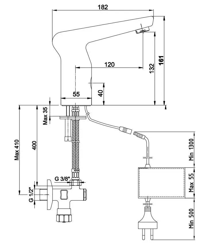 Eca Fotoselli Lavabo Bataryası Elektrikli Krom, 108108025Eca108108025Fotoselli Lavabo Bataryaları