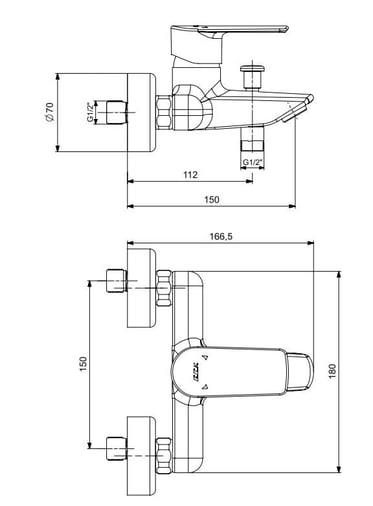 ECA Lia Banyo Bataryası Krom, 102102888Eca102102888Standart Banyo Bataryaları