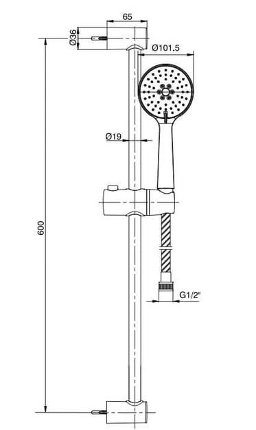 ECA Niobe Sürgülü Duş Takımı, 3 Fonksiyonlu, Krom, 102146070Eca102146070Sürgü El Duşu Takımı