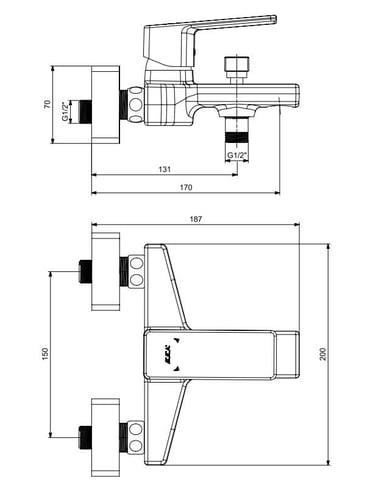 ECA Royal Banyo Bataryası Krom, 102102666Eca102102666Standart Banyo Bataryaları