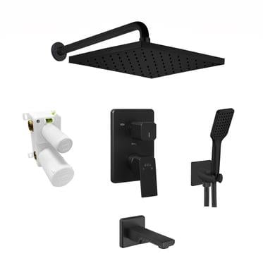 ECA Tiera 3 Yollu Ankastre Banyo Bataryası, Kare Tepe ve El Duşu, Çıkış Ucu Seti, Mat Siyah, 1029970C1Eca102199770C1Ankastre Duş Setleri