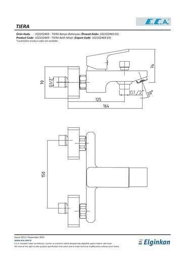 ECA Tiera Banyo Bataryası Mat Siyah 102102469C1Eca102102469C1Standart Banyo Bataryaları