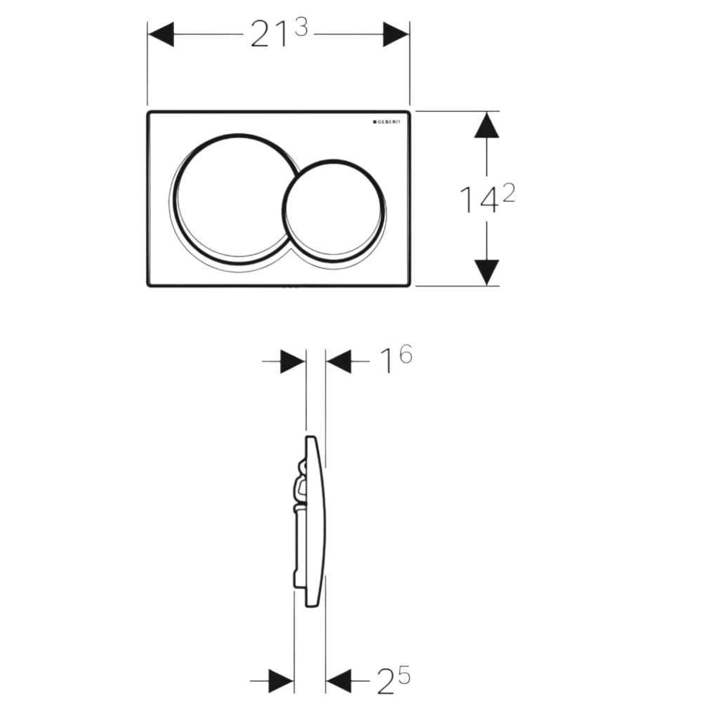 Geberit Alpha01 Kumanda Kapağı Çift Basmalı, Mat Krom, 115.035.46.1Geberit115.035.46.1Kumanda Paneli