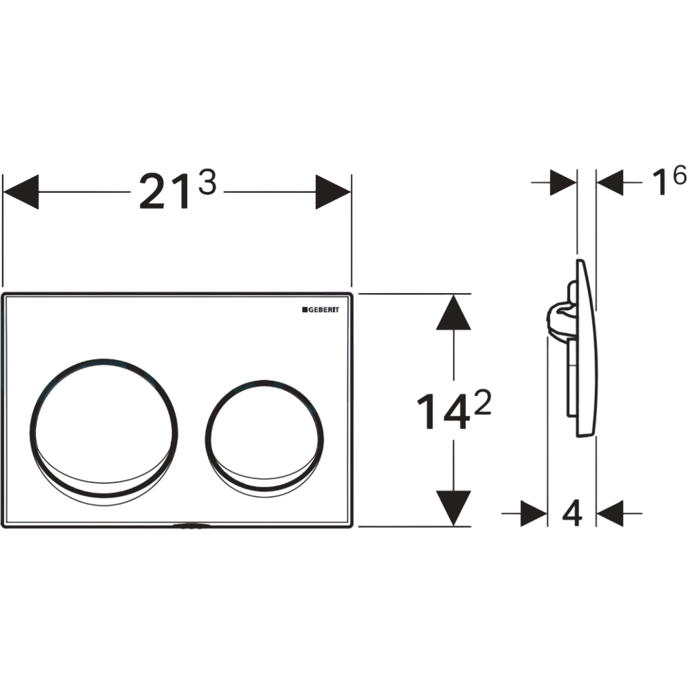 Geberit Alpha20 Kumanda Kapağı Çift Basmalı, Mat Krom, 115.040.46.5Geberit115.040.46.5Kumanda Paneli
