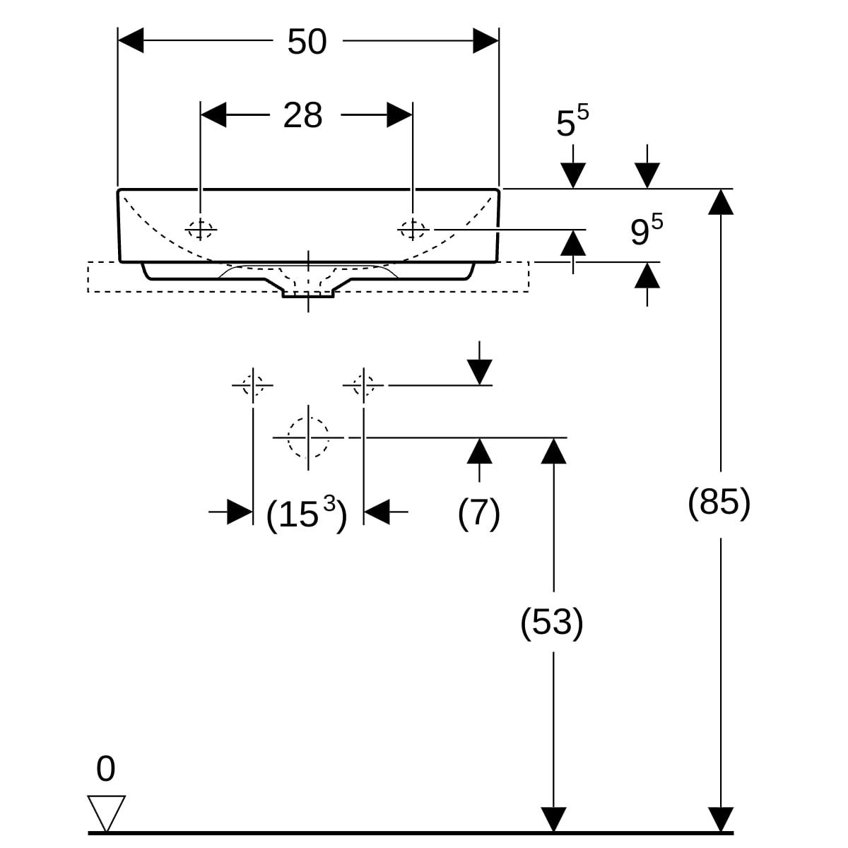 Geberit One Çanak Lavabo 50x41cm Beyaz, 505.031.01.6Geberit505.031.01.6Çanak Lavabo
