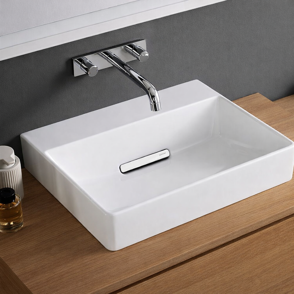 Geberit One CleanDrain KeraTect Tezgah Üstü Lavabo, 50 cm, Yatay Çıkışlı, 505.023.00.1Geberit505.023.00.1Tezgah Üstü Lavabo Modelleri ve Fiyatları | Banyo Dizayn