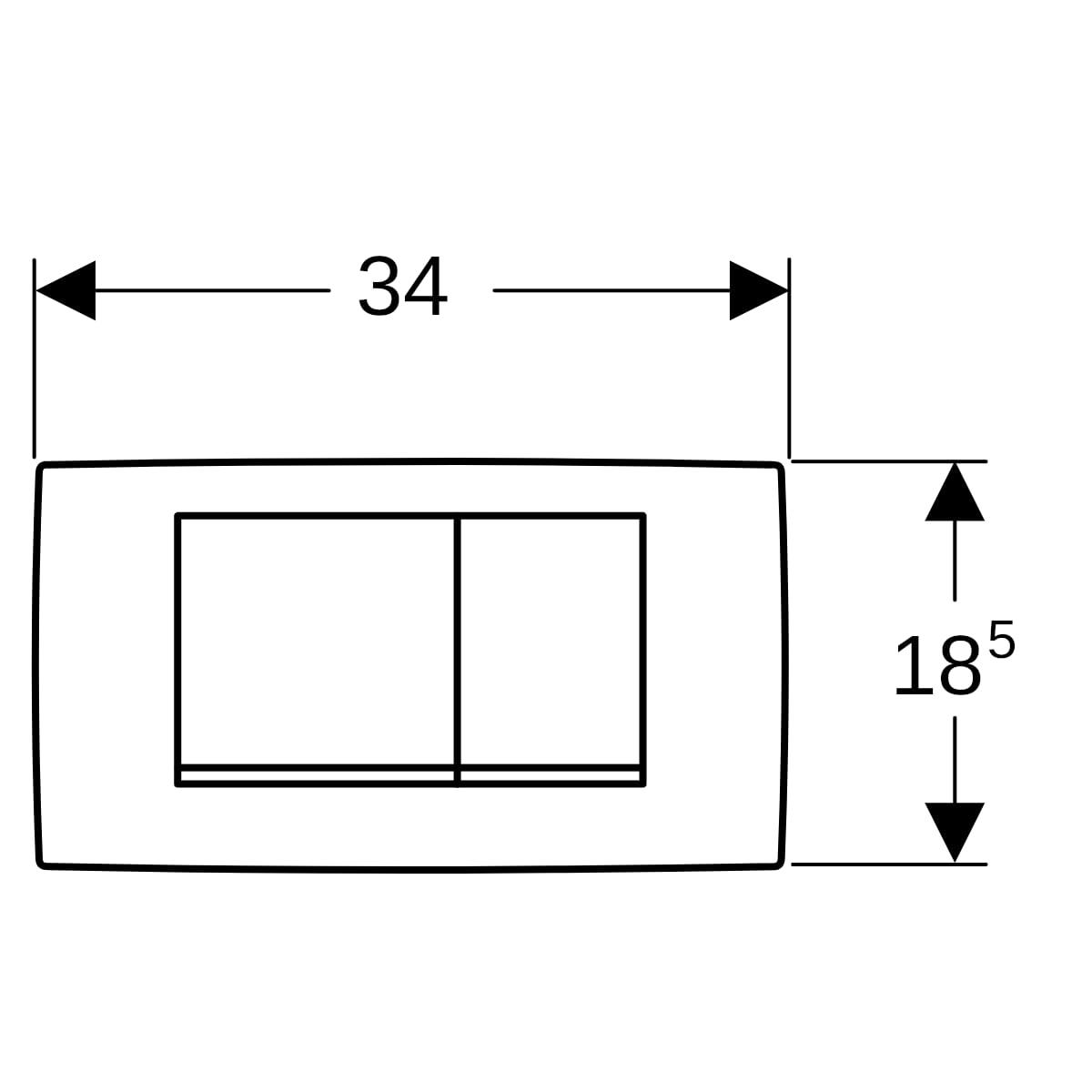 Geberit Twinline30 Kumanda Paneli Çift Basmalı, Parlak Krom, 115.899.KH.1Geberit115.899.KH.1Kumanda Paneli