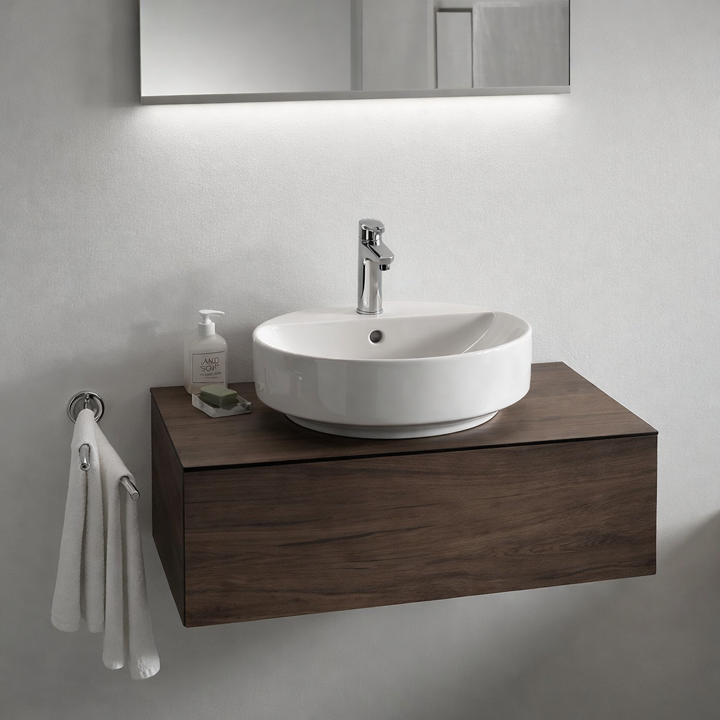 Geberit VariForm Batarya Banklı Yuvarlak Çanak Lavabo, 45 cm, 500.769.01.2Geberit500.769.01.2Çanak Lavabo