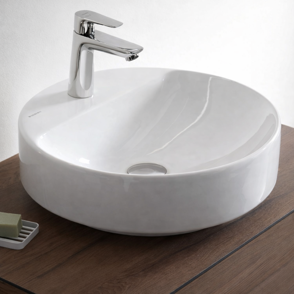 Geberit VariForm Batarya Banklı Yuvarlak Çanak Lavabo, 45 cm, 500.770.01.2Geberit500.770.01.2Çanak Lavabo