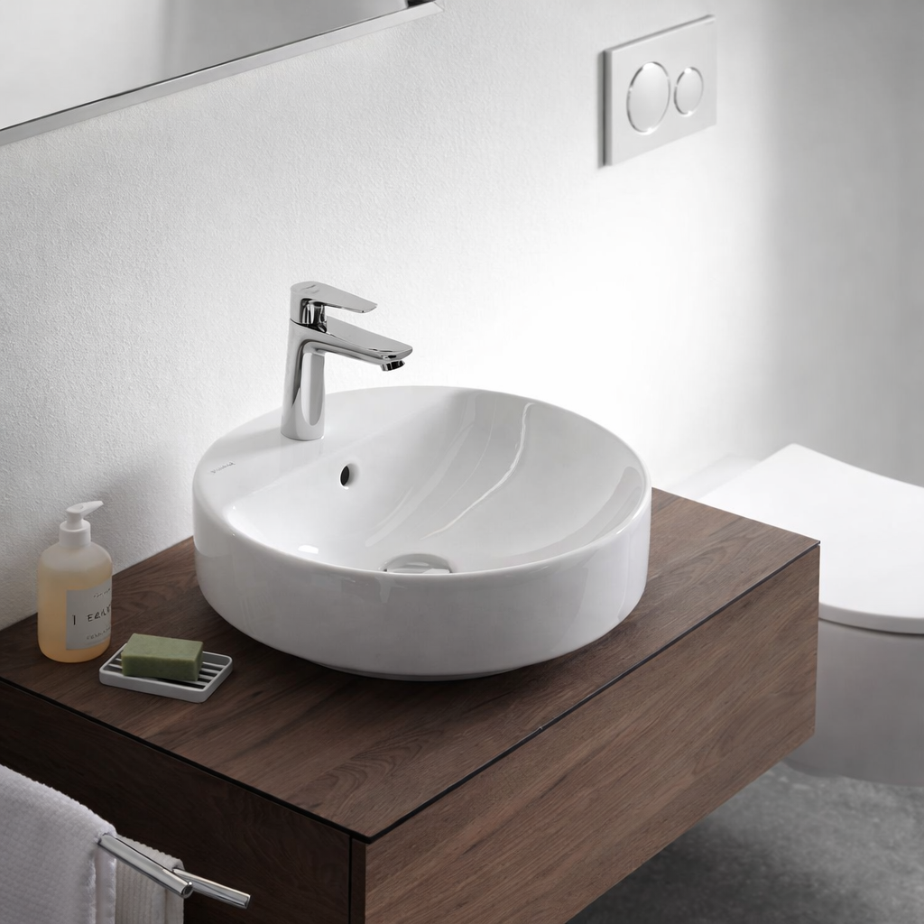 Geberit VariForm Batarya Banklı Yuvarlak Çanak Lavabo, 45 cm, 500.769.01.2Geberit500.769.01.2Çanak Lavabo