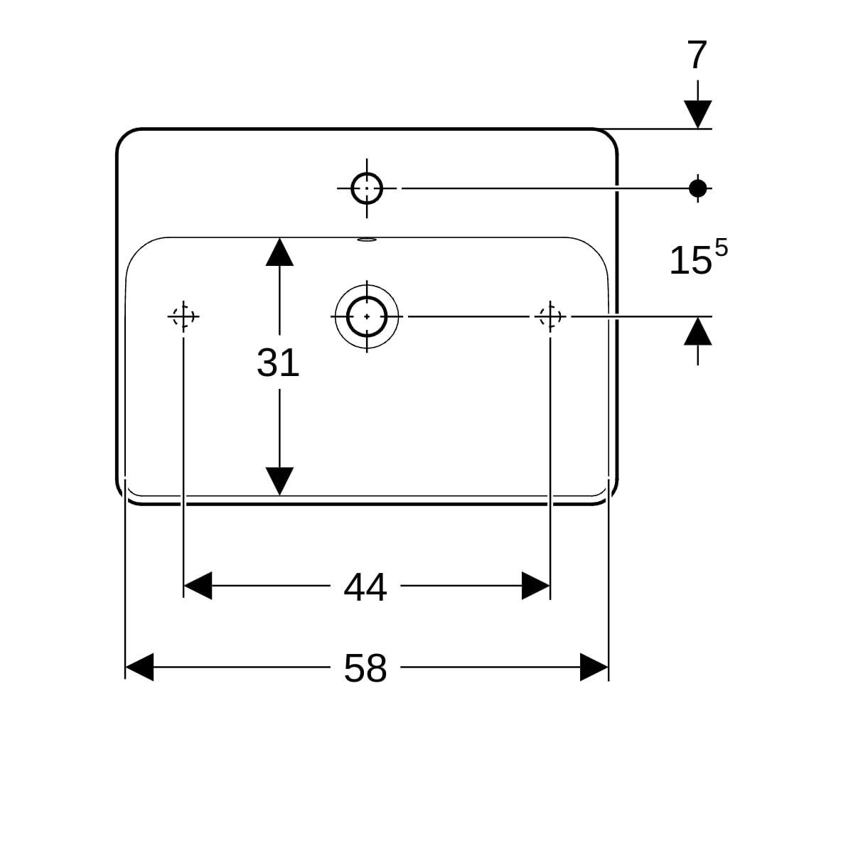 Geberit VariForm Dikdörtgen Lavabo 60x45 cm Beyaz, 500.780.01.2Geberit500.780.01.2Standart Lavabo