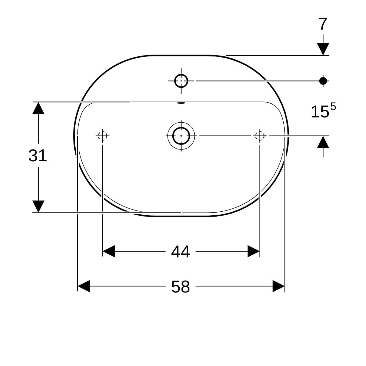 Geberit VariForm Eliptik Lavabo 60x45 cm Beyaz, 500.777.01.2Geberit500.777.01.2Standart Lavabo