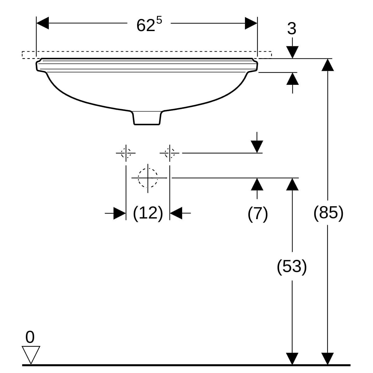 Geberit VariForm Eliptik Tezgah Altı Lavabo Beyaz, 500.756.01.2Geberit500.756.01.2Tezgah Altı Lavabo
