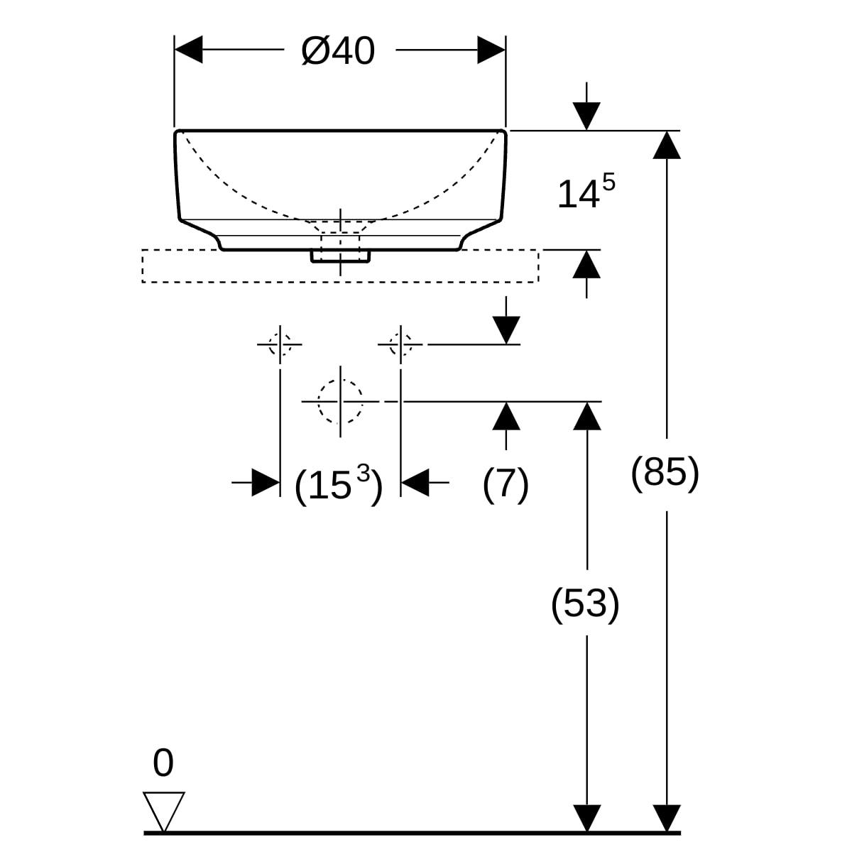Geberit VariForm Yuvarlak Çanak Lavabo 40x40cm Beyaz, 500.768.01.2Geberit500.768.01.2Çanak Lavabo